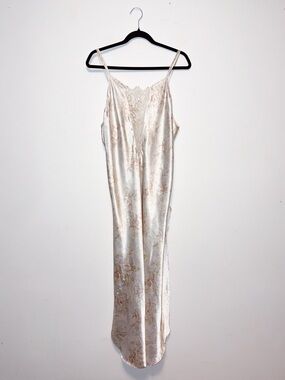 3/$50 Vintage Slip Dress with Floral Lace Trim and high Double Slits